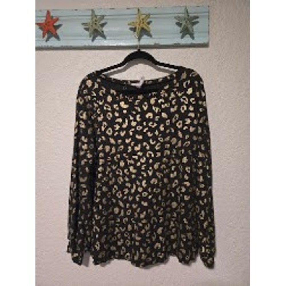 Bibi Black And Gold Leopard Top‎